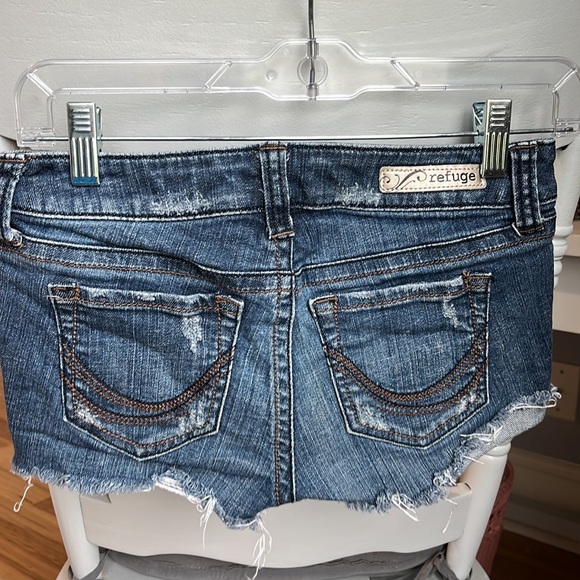 Denim Jean Boody Shorts Cutoffs Flirty Refuge Womens 0 - Picture 6 of 9
